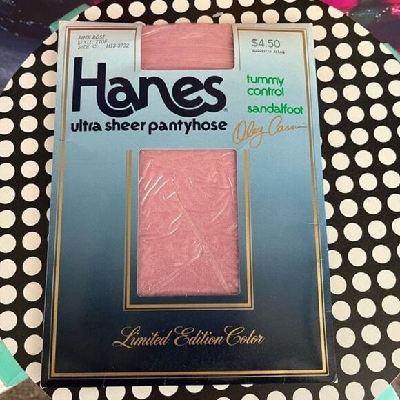 Vintage Hanes Ultra Sheer Pink Rose Tummy Control Sandalfoot Size C NEW - Picture 1 of 5